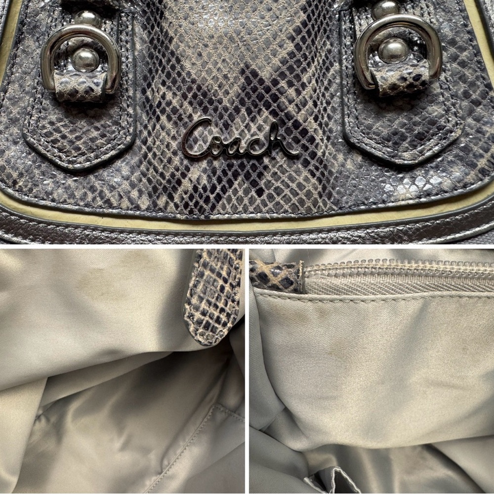 Coach Gray Ashley Signature Spectator Opt Art Snake Skin Trim Shoulder Handbag - Picture 8 of 10